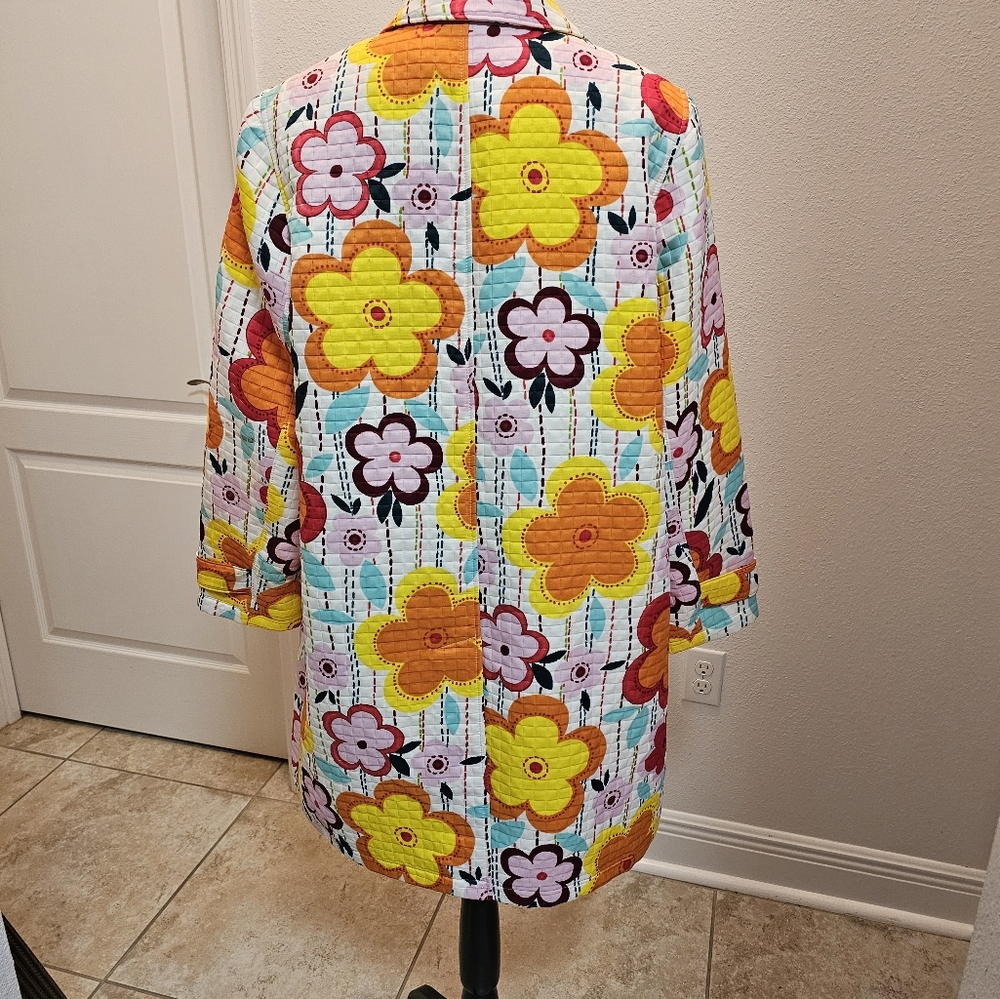 Harve Benard Quilted Mod Floral Spring Jacket Collared - Picture 3 of 5